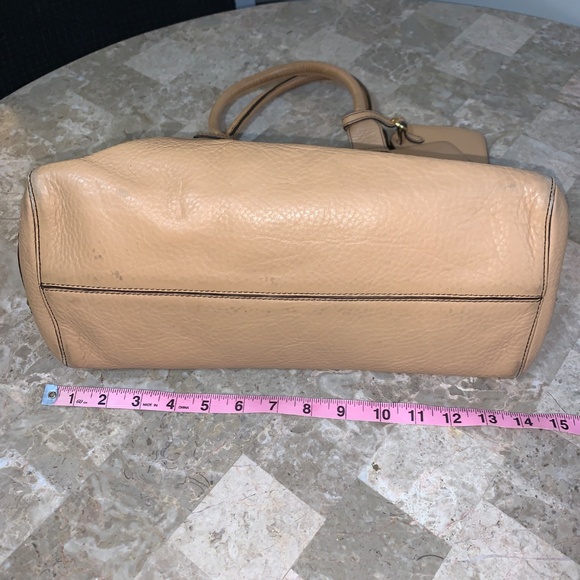 COLE HAAN Pebbled Leather Bag Top Handle Medium Satchel Luxe Neutral Early 2010s - Picture 4 of 14